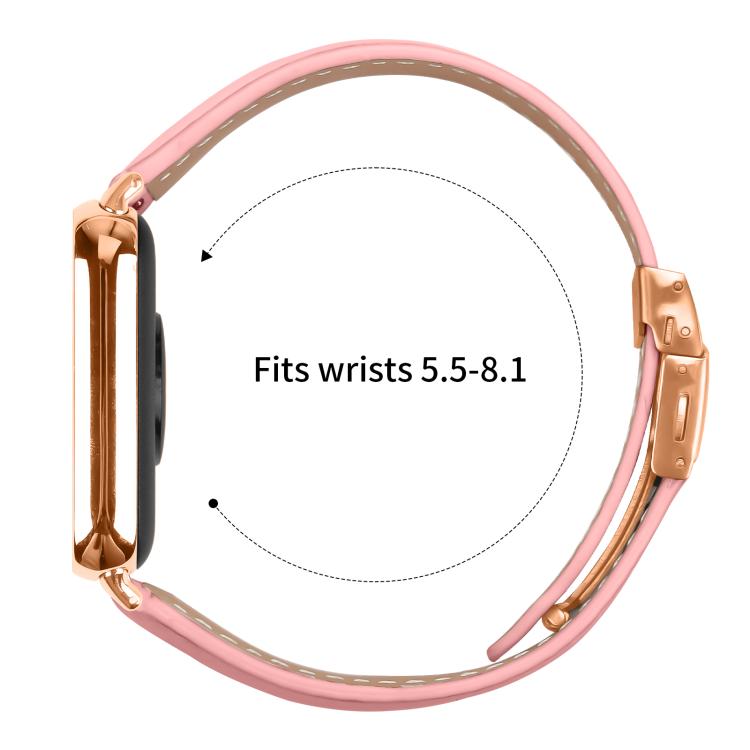 For Xiaomi Smart Bnad 9 Pro / Redmi Watch 5 Lychee Texture Rose Gold Turtle Back Buckle Leather Watch Band(Pink) - free shipping - PMC TechLife - Order now!