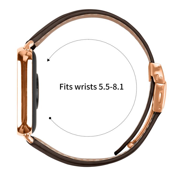 For Xiaomi Smart Bnad 9 Pro / Redmi Watch 5 Lychee Texture Rose Gold Turtle Back Buckle Leather Watch Band(Coffee Color) - free shipping - PMC TechLife - Order now!