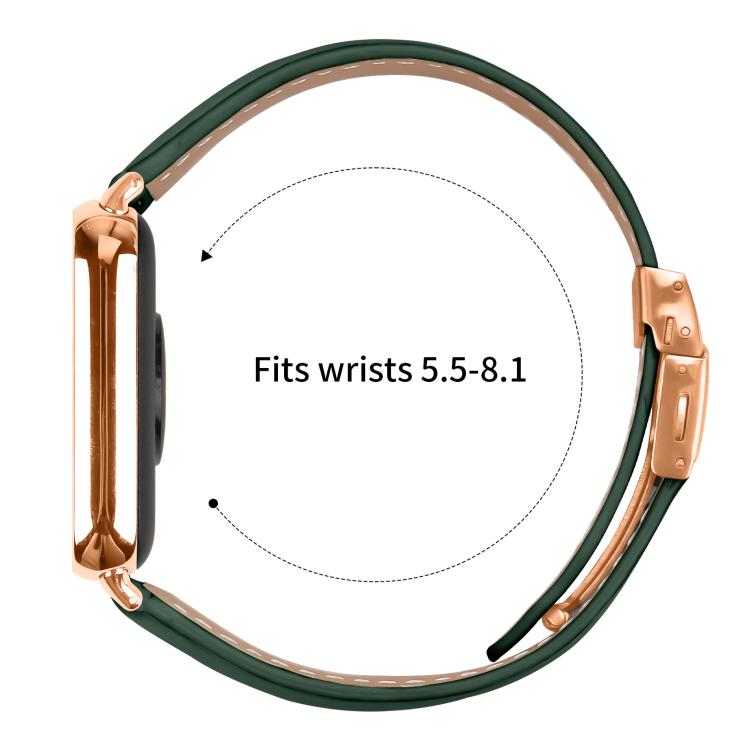 For Xiaomi Smart Bnad 9 Pro / Redmi Watch 5 Lychee Texture Rose Gold Turtle Back Buckle Leather Watch Band(Green) - free shipping - PMC TechLife - Order now!