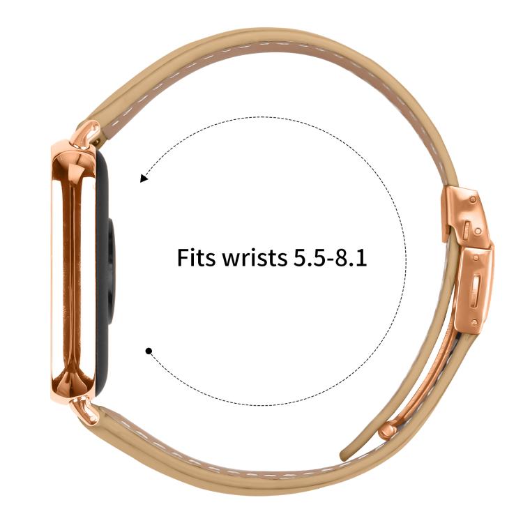 For Xiaomi Smart Bnad 9 Pro / Redmi Watch 5 Lychee Texture Rose Gold Turtle Back Buckle Leather Watch Band(Camel) - free shipping - PMC TechLife - Order now!