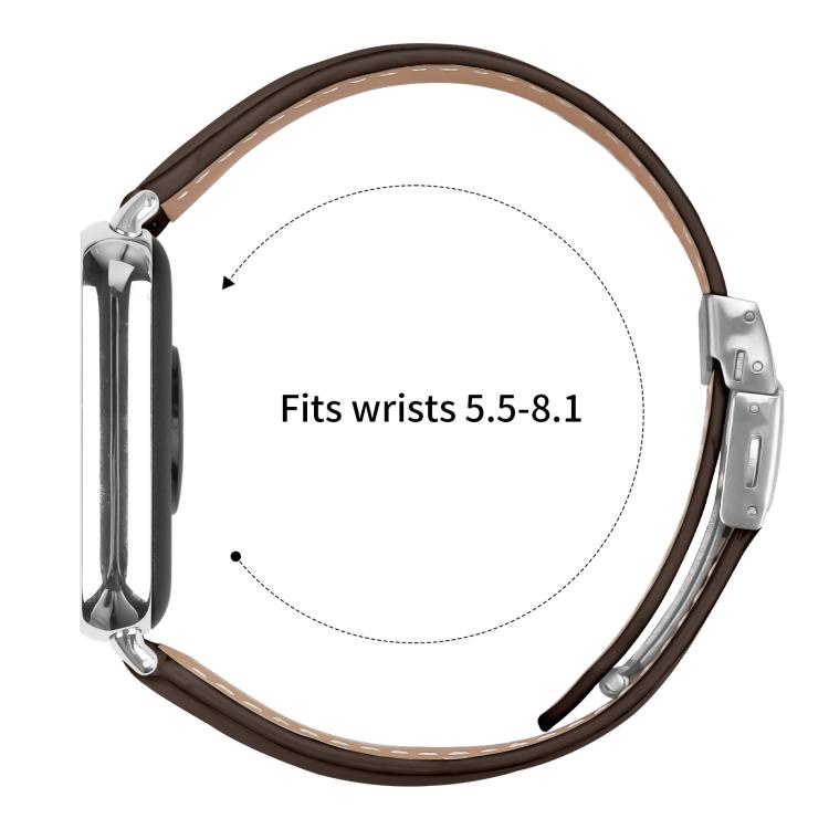 For Xiaomi Smart Bnad 9 Pro / Redmi Watch 5 Lychee Texture Silver Turtle Back Buckle Leather Watch Band(Coffee Color) - free shipping - PMC TechLife - Order now!