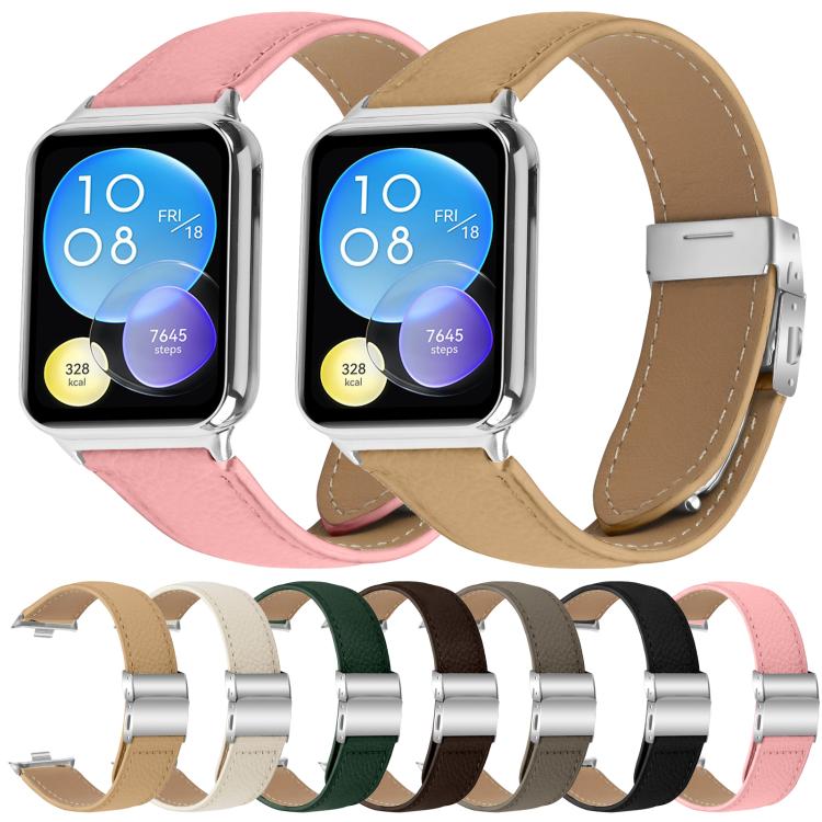 For Xiaomi Smart Bnad 9 Pro / Redmi Watch 5 Lychee Texture Silver Turtle Back Buckle Leather Watch Band(Pink) - free shipping - PMC TechLife - Order now!