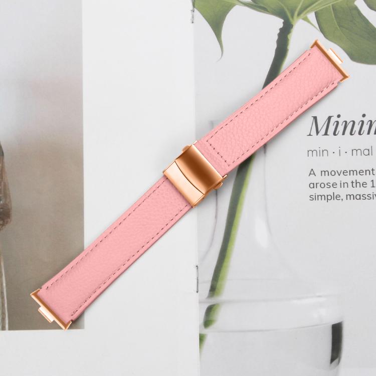 For Huawei Watch Fit 4 / Fit 4 Pro / Fit 3 Lychee Texture Rose Gold Turtle Back Buckle Leather Watch Band(Pink) - free shipping - PMC TechLife - Order now!
