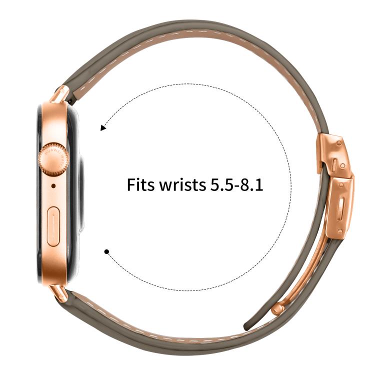 For Huawei Watch Fit 4 / Fit 4 Pro / Fit 3 Lychee Texture Rose Gold Turtle Back Buckle Leather Watch Band(Gray) - free shipping - PMC TechLife - Order now!