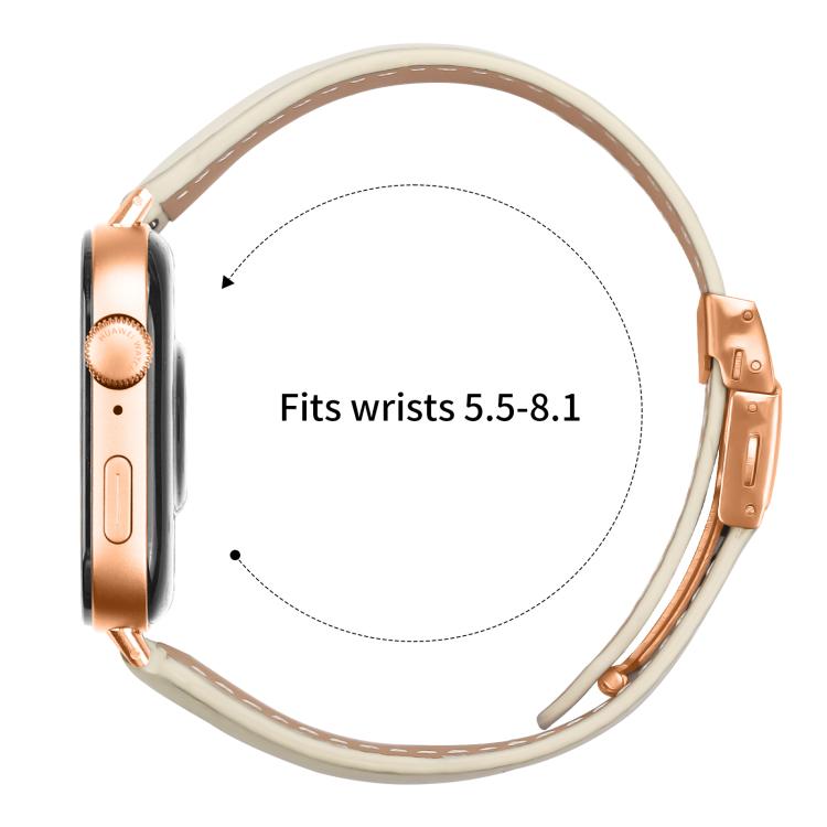 For Huawei Watch Fit 4 / Fit 4 Pro / Fit 3 Lychee Texture Rose Gold Turtle Back Buckle Leather Watch Band(Creamy White) - free shipping - PMC TechLife - Order now!