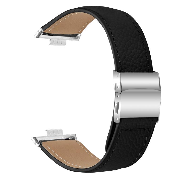 For Huawei Watch Fit 4 / Fit 4 Pro / Fit 3 Lychee Texture Silver Turtle Back Buckle Leather Watch Band(Black) - free shipping - PMC TechLife - Order now!