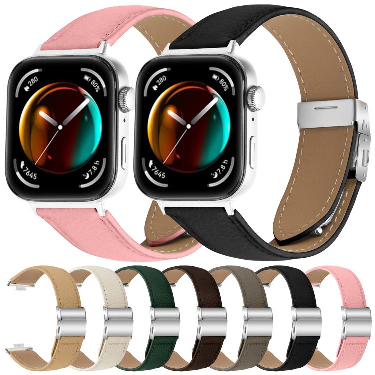 For Huawei Watch Fit 4 / Fit 4 Pro / Fit 3 Lychee Texture Silver Turtle Back Buckle Leather Watch Band(Camel) - free shipping - PMC TechLife - Order now!