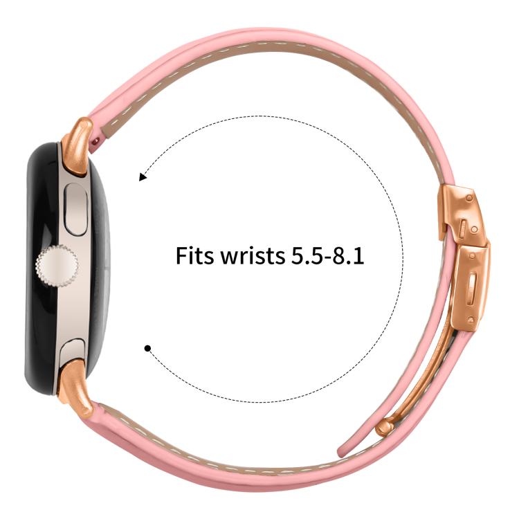 For Google Pixel Watch / Watch 2 / 3 41mm Lychee Texture Rose Gold Turtle Back Buckle Leather Watch Band(Pink) - free shipping - PMC TechLife - Order now!