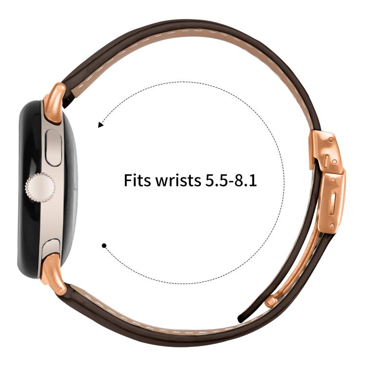 For Google Pixel Watch / Watch 2 / 3 41mm Lychee Texture Rose Gold Turtle Back Buckle Leather Watch Band(Coffee Color) - free shipping - PMC TechLife - Order now!