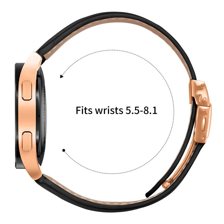 20mm Lychee Texture Rose Gold Turtle Back Buckle Leather Watch Band(Black) - free shipping - PMC TechLife - Order now!