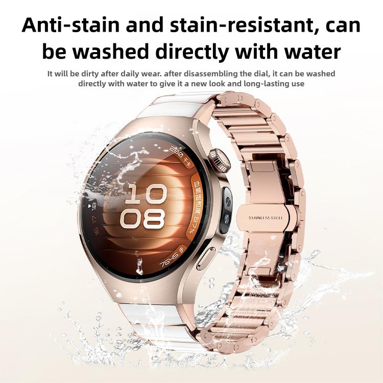 For Huawei Watch 5 42mm Butterfly Buckle Ceramic White Metal Watch Band(Silver White) - free shipping - PMC TechLife - Order now!