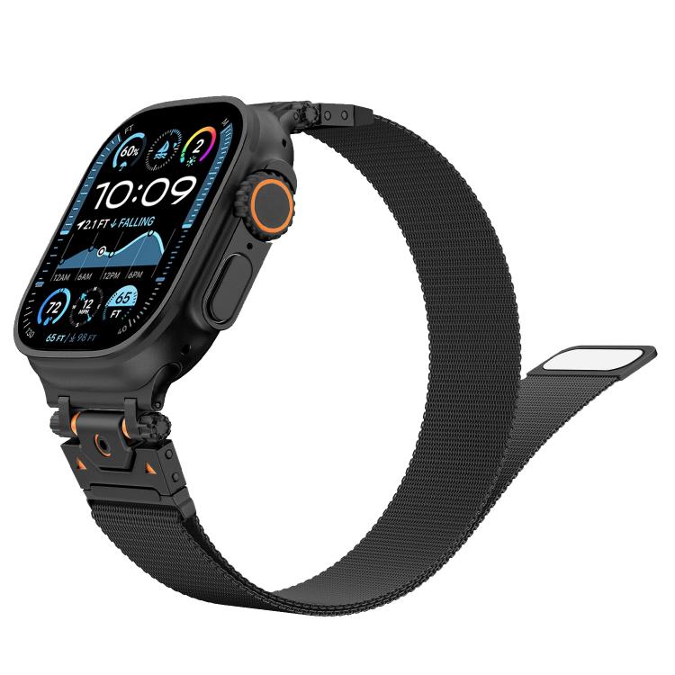 For Apple Watch 46mm / 49mm / 45mm / 44mm Milanese Steel Magnetic Watch Band(Black) - free shipping - PMC TechLife - Order now!