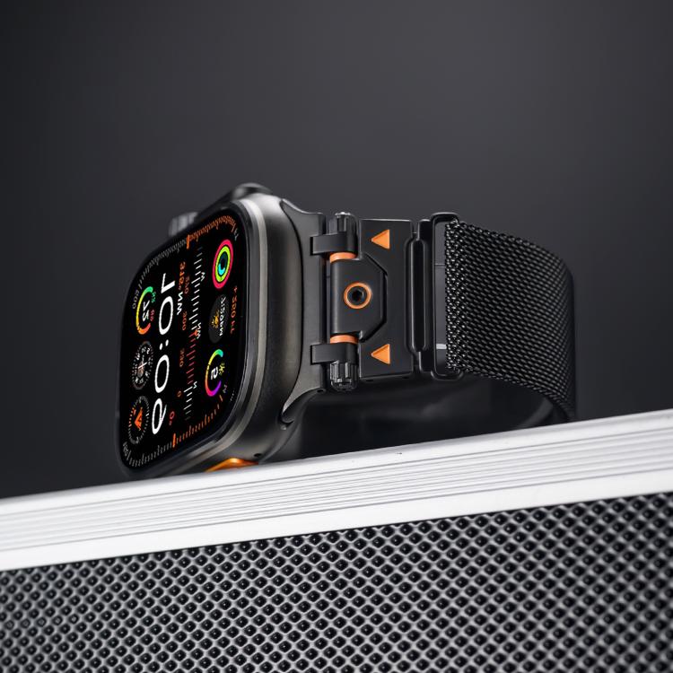 For Apple Watch 46mm / 49mm / 45mm / 44mm Milanese Steel Magnetic Watch Band(Black) - free shipping - PMC TechLife - Order now!