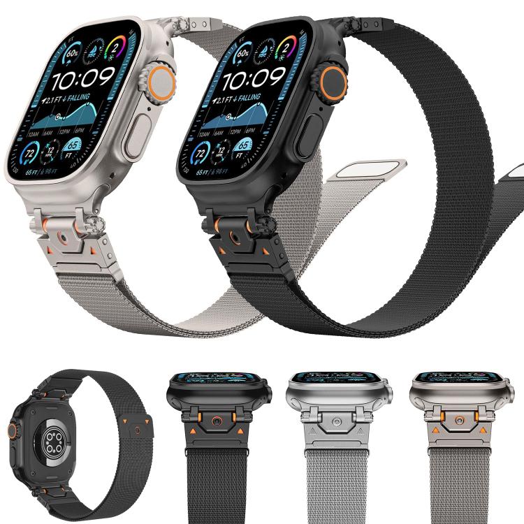 For Apple Watch 46mm / 49mm / 45mm / 44mm Milanese Steel Magnetic Watch Band(Black) - free shipping - PMC TechLife - Order now!