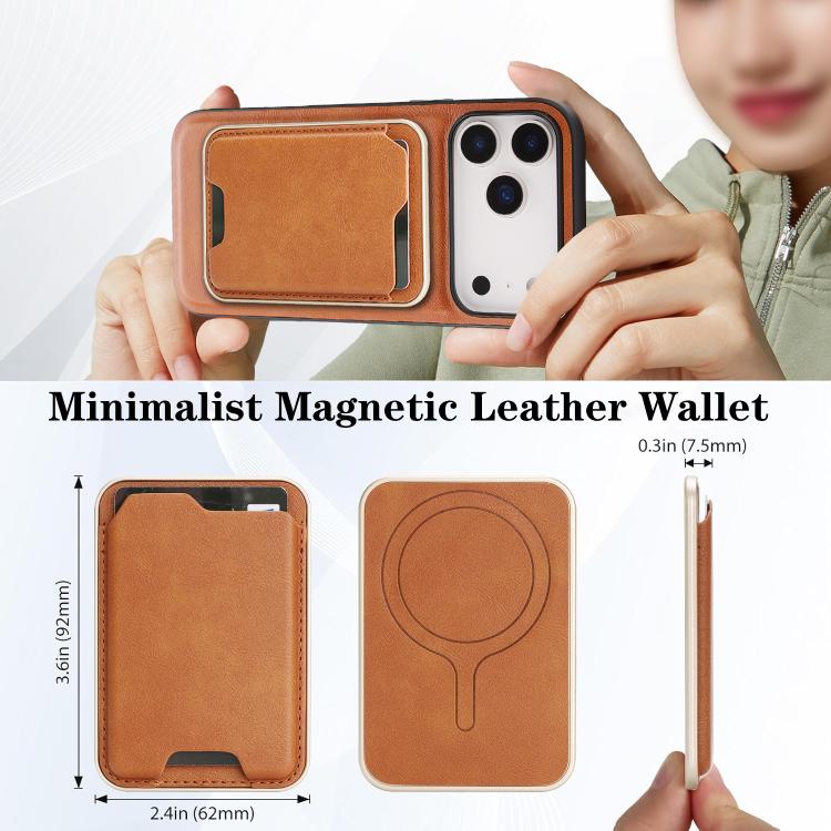 For iPhone 17 Pro Kalebol Slim MagSafe Ring Magnetic Card Bag Leather Phone Case(Brown) - free shipping - PMC TechLife - Order now!