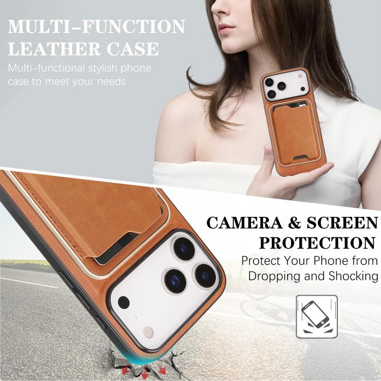 For iPhone 17 Pro Kalebol Slim MagSafe Ring Magnetic Card Bag Leather Phone Case(Brown) - free shipping - PMC TechLife - Order now!