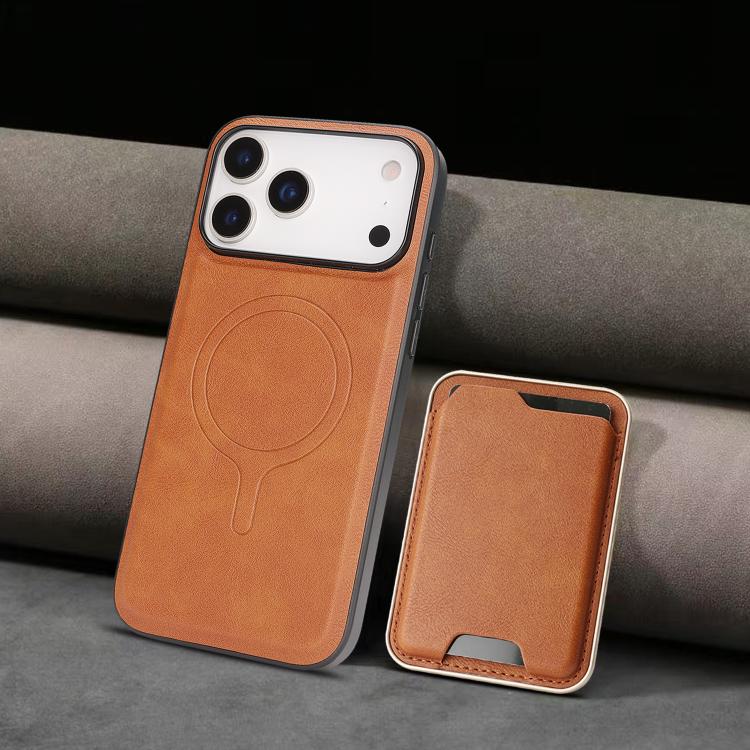 For iPhone 17 Pro Kalebol Slim MagSafe Ring Magnetic Card Bag Leather Phone Case(Brown) - free shipping - PMC TechLife - Order now!