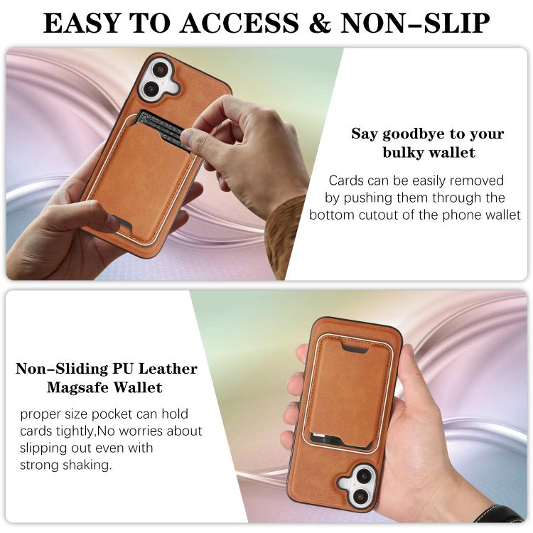 For iPhone 17 Kalebol Slim MagSafe Ring Magnetic Card Bag Leather Phone Case(Brown) - iPhone 17 Cases by Kalebol | Online Shopping South Africa | PMC TechLife | Buy Now Pay Later Mobicred