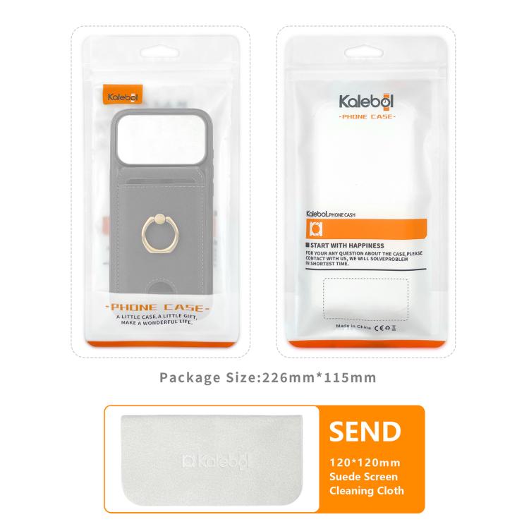 For iPhone 17 Pro Kalebol Strong MagSafe Ring Magnetic Card Bag Holder Leather Phone Case(Purple) - iPhone 17 Pro Cases by Kalebol | Online Shopping South Africa | PMC TechLife | Buy Now Pay Later Mobicred