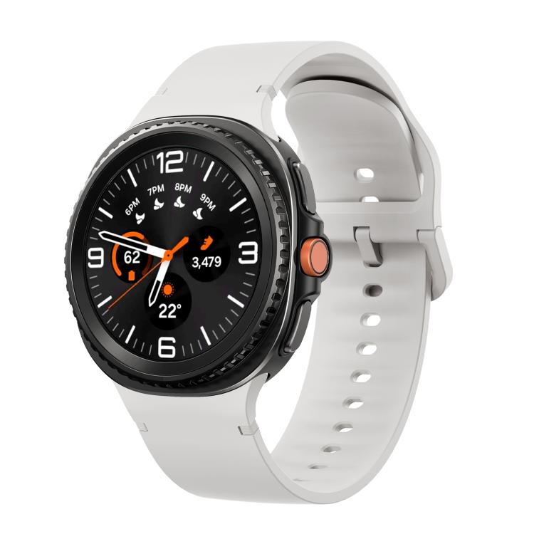 For Samsung Galaxy Watch8 / Watch8 Classic Solid Color Stitched Silicone Watch Band, Size:M(Lime White) - free shipping - PMC TechLife - Order now!