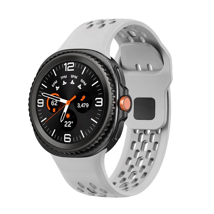 For Samsung Galaxy Watch8 / Watch8 Classic Hole Style Black Reverse Buckle Silicone Watch Band(Gray) - free shipping - PMC TechLife - Order now!