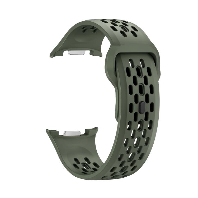 For Samsung Galaxy Watch8 / Watch8 Classic Hole Style Black Reverse Buckle Silicone Watch Band(Army Green) - free shipping - PMC TechLife - Order now!