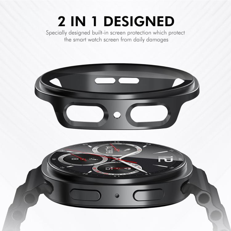 For Samsung Galaxy Watch8 44mm ENKAY Hat-Prince Full Coverage Tempered Glass Film Integrated PC Watch Case(Sand Pink) - free shipping - PMC TechLife - Order now!