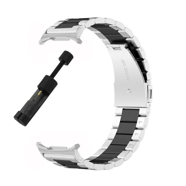 For Samsung Galaxy Watch8 / Watch8 Classic Three Beads Stainless Steel Watch Band with Removal Tool(Silver Black) - free shipping - PMC TechLife - Order now!
