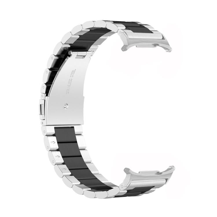 For Samsung Galaxy Watch8 / Watch8 Classic Three Beads Stainless Steel Watch Band with Removal Tool(Silver Black) - free shipping - PMC TechLife - Order now!