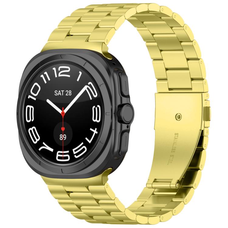 For Samsung Galaxy Watch8 / Watch8 Classic Three Beads Stainless Steel Watch Band with Removal Tool(Gold) - free shipping - PMC TechLife - Order now!