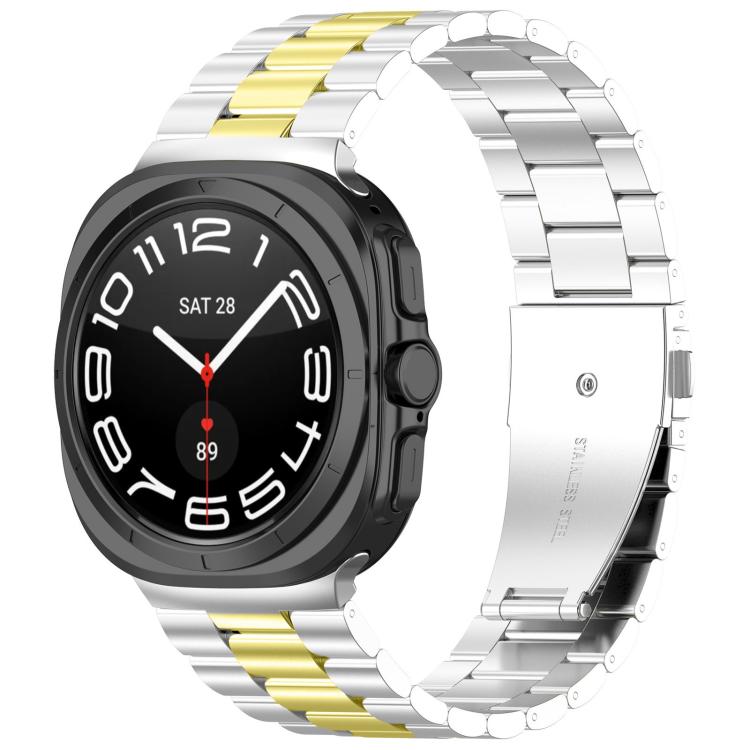 For Samsung Galaxy Watch8 / Watch8 Classic Three Beads Stainless Steel Watch Band with Removal Tool(Silver Gold) - free shipping - PMC TechLife - Order now!