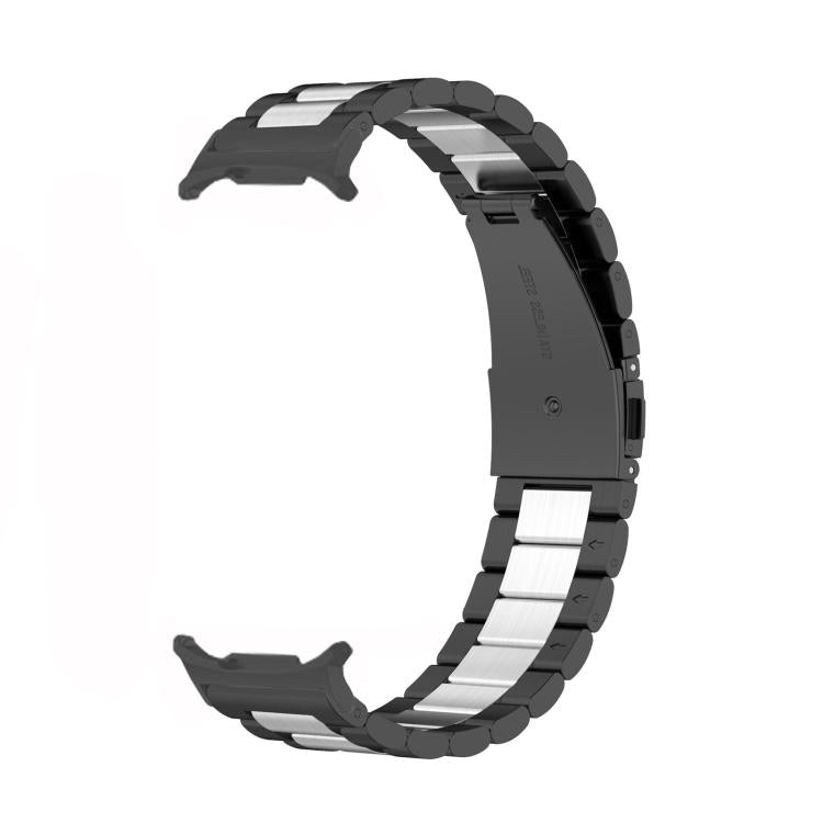 For Samsung Galaxy Watch8 / Watch8 Classic Three Beads Stainless Steel Watch Band with Removal Tool(Black Silver) - free shipping - PMC TechLife - Order now!