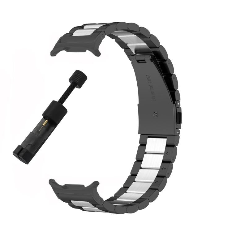 For Samsung Galaxy Watch8 / Watch8 Classic Three Beads Stainless Steel Watch Band with Removal Tool(Black Silver) - free shipping - PMC TechLife - Order now!