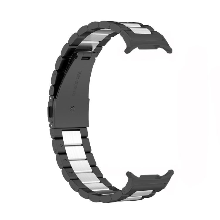For Samsung Galaxy Watch8 / Watch8 Classic Three Beads Stainless Steel Watch Band with Removal Tool(Black Silver) - free shipping - PMC TechLife - Order now!