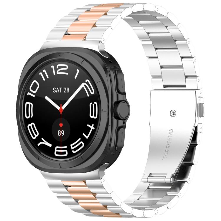 For Samsung Galaxy Watch8 / Watch8 Classic Three Beads Stainless Steel Watch Band with Removal Tool(Silver Rose Gold) - free shipping - PMC TechLife - Order now!