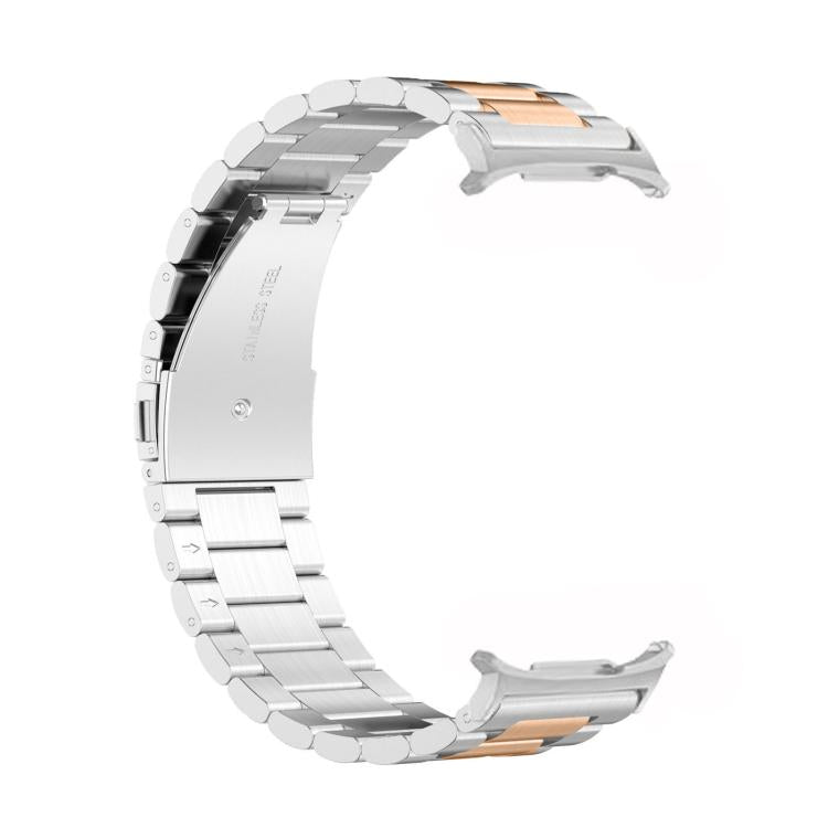 For Samsung Galaxy Watch8 / Watch8 Classic Three Beads Stainless Steel Watch Band with Removal Tool(Silver Rose Gold) - free shipping - PMC TechLife - Order now!