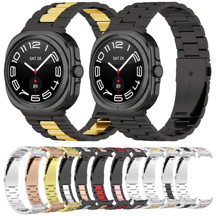 For Samsung Galaxy Watch8 / Watch8 Classic Three Beads Stainless Steel Watch Band with Removal Tool(Black) - free shipping - PMC TechLife - Order now!