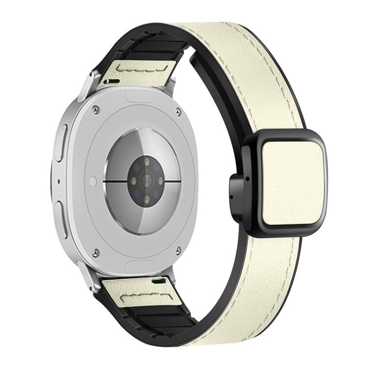For Samsung Galaxy Watch8 / Watch8 Classic Square Magnetic Buckle Leather Skin Silicone Watch Band(Beige) - free shipping - PMC TechLife - Order now!