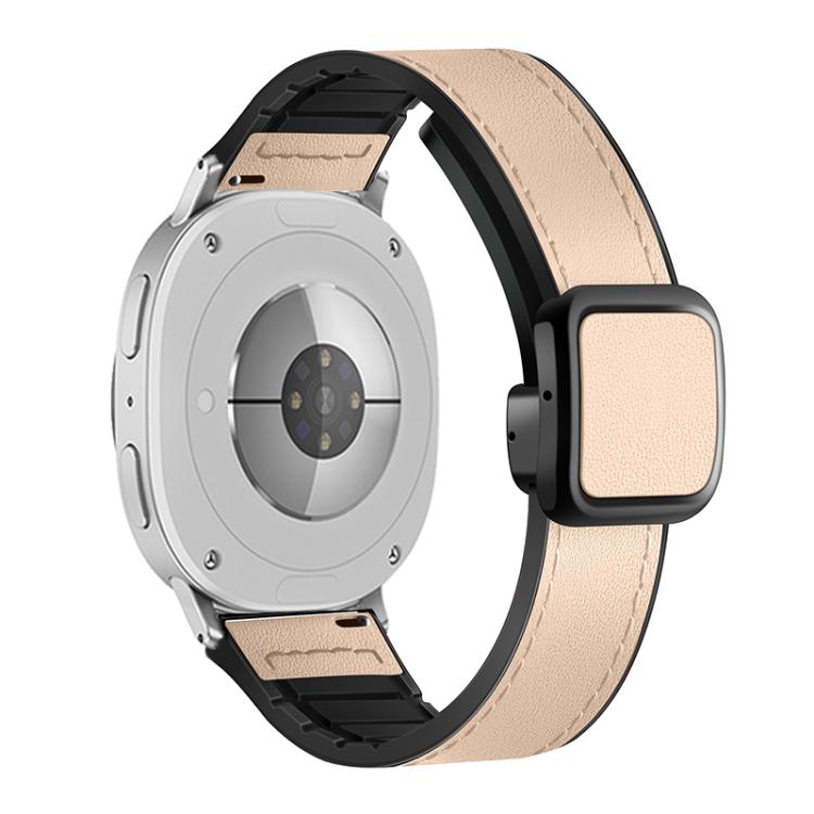 For Samsung Galaxy Watch8 / Watch8 Classic Square Magnetic Buckle Leather Skin Silicone Watch Band(Apricot) - free shipping - PMC TechLife - Order now!