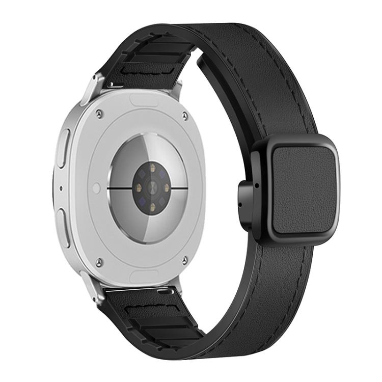 For Samsung Galaxy Watch8 / Watch8 Classic Square Magnetic Buckle Leather Skin Silicone Watch Band(Black) - free shipping - PMC TechLife - Order now!