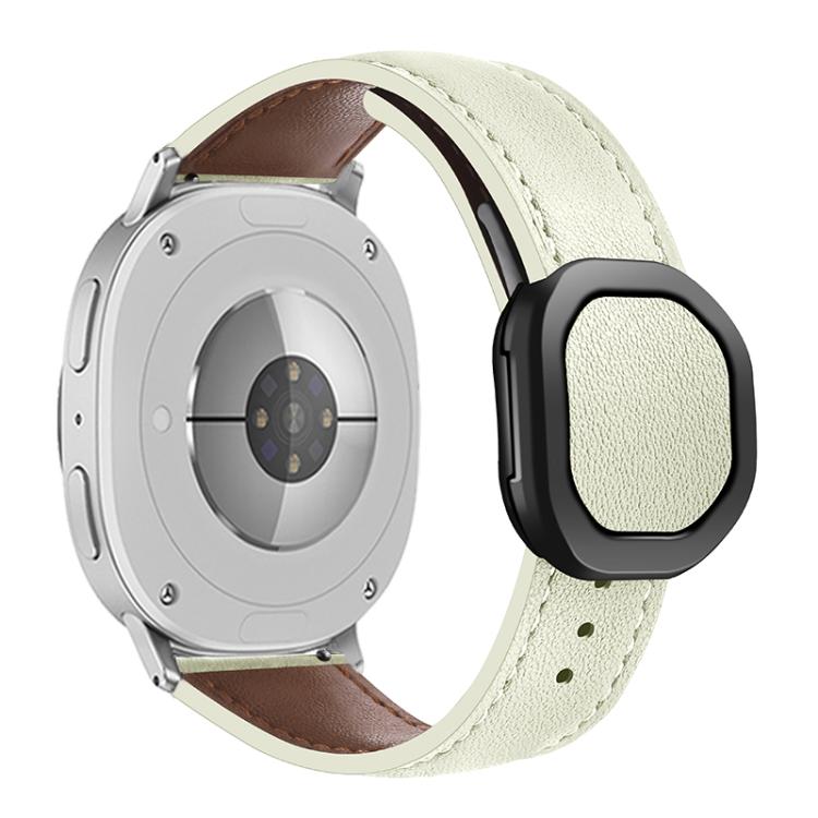 For Samsung Galaxy Watch8 / Watch8 Classic Magnetic Fold Genuine Buckle Leather Watch Band(Beige) - free shipping - PMC TechLife - Order now!