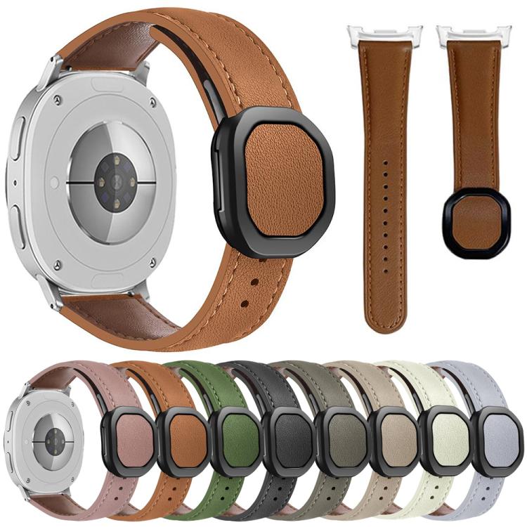 For Samsung Galaxy Watch8 / Watch8 Classic Magnetic Fold Genuine Buckle Leather Watch Band(Bean Paste) - free shipping - PMC TechLife - Order now!