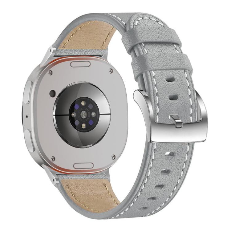For Samsung Galaxy Watch8 / Watch8 Classic Round Tail Square Buckle Leather Watch Band(Gray) - free shipping - PMC TechLife - Order now!