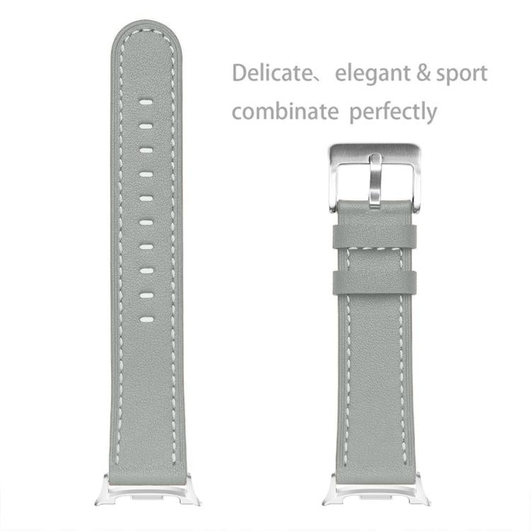 For Samsung Galaxy Watch8 / Watch8 Classic Round Tail Square Buckle Leather Watch Band(Gray) - free shipping - PMC TechLife - Order now!
