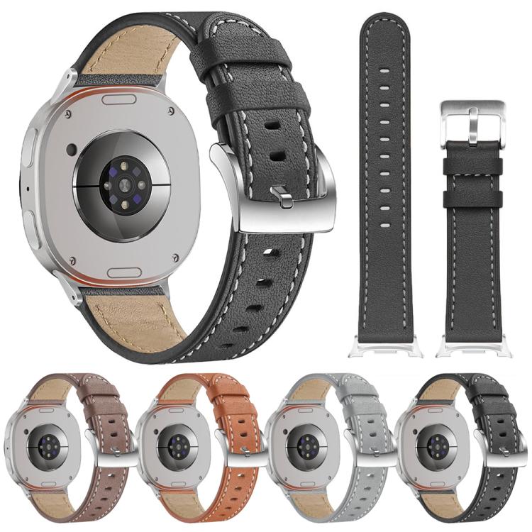 For Samsung Galaxy Watch8 / Watch8 Classic Round Tail Square Buckle Leather Watch Band(Black) - free shipping - PMC TechLife - Order now!