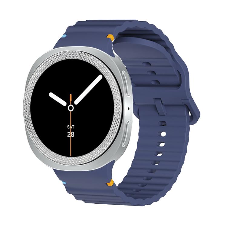 For Samsung Galaxy Watch8 40mm Rhombic Texture Bezel and Wavy Grain Stitched Color Buckle Silicone Watch Band(Midnight Blue Silver) - free shipping - PMC TechLife - Order now!