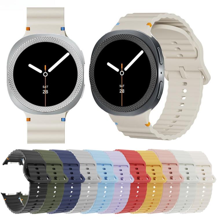 For Samsung Galaxy Watch8 44mm Rhombic Texture Bezel and Wavy Grain Stitched Color Buckle Silicone Watch Band(Light Blue Silver) - free shipping - PMC TechLife - Order now!