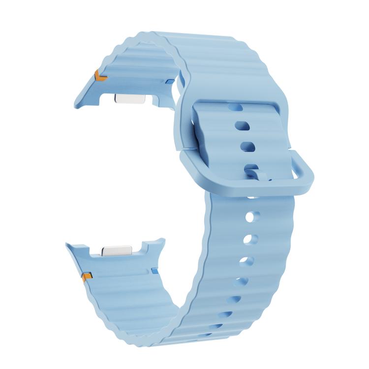 For Samsung Galaxy Watch8 40mm Diamond Bezel and Wavy Grain Stitched Color Buckle Silicone Watch Band(Light Blue Silver) - free shipping - PMC TechLife - Order now!
