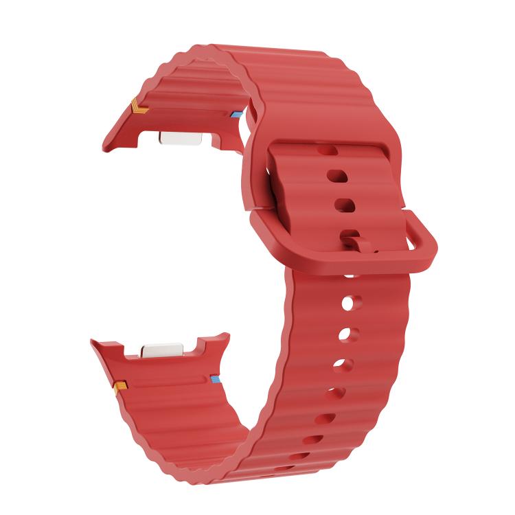 For Samsung Galaxy Watch8 44mm Speed Bezel and Wavy Grain Stitched Color Buckle Silicone Watch Band(Red Black) - free shipping - PMC TechLife - Order now!
