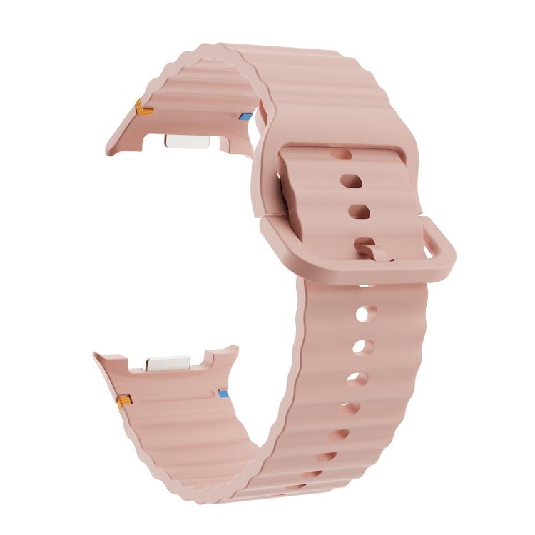 For Samsung Galaxy Watch8 40mm Speed Bezel and Wavy Grain Stitched Color Buckle Silicone Watch Band(Pink Silver) - free shipping - PMC TechLife - Order now!